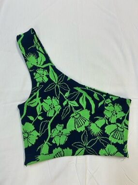 Zara Navy Top with Bright Green Accents